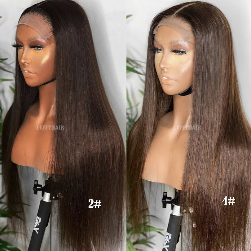 Straight Transparent Lace Human Hair Wigs