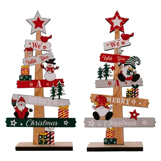 Desktop Christmas Tree Santa Claus DIY Decoration Wooden Christmas Signs Plaque Xmas Decoration