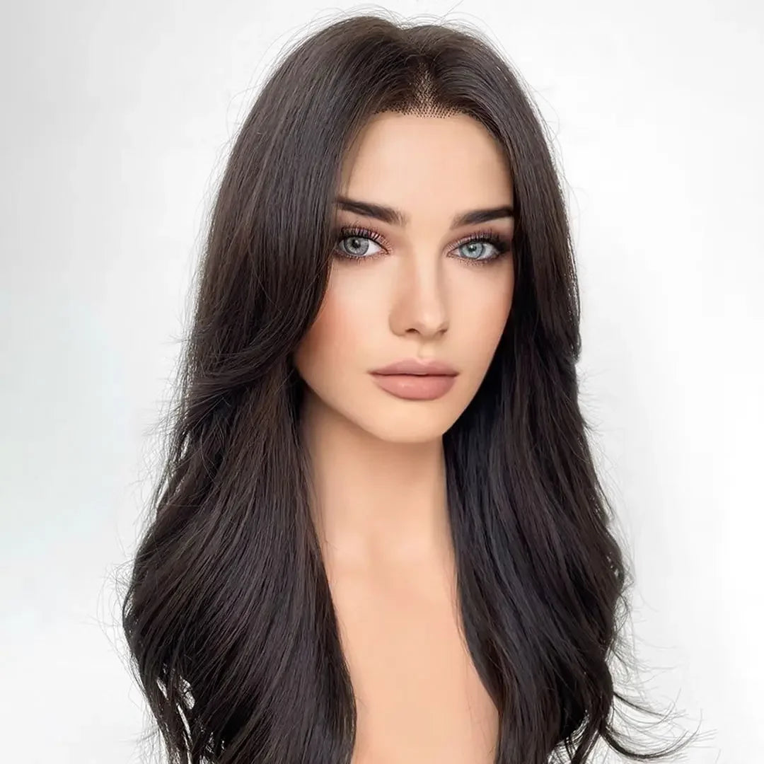 Black  Jewish Silk Base Straight Hair Wigs