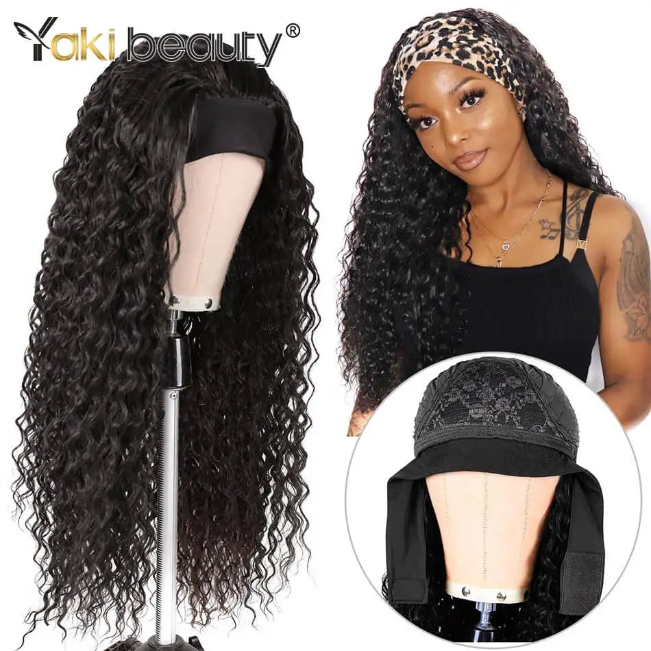 Long Kinky Curly Headband Wigs 28Inch Synthetic Ice Headband Wig