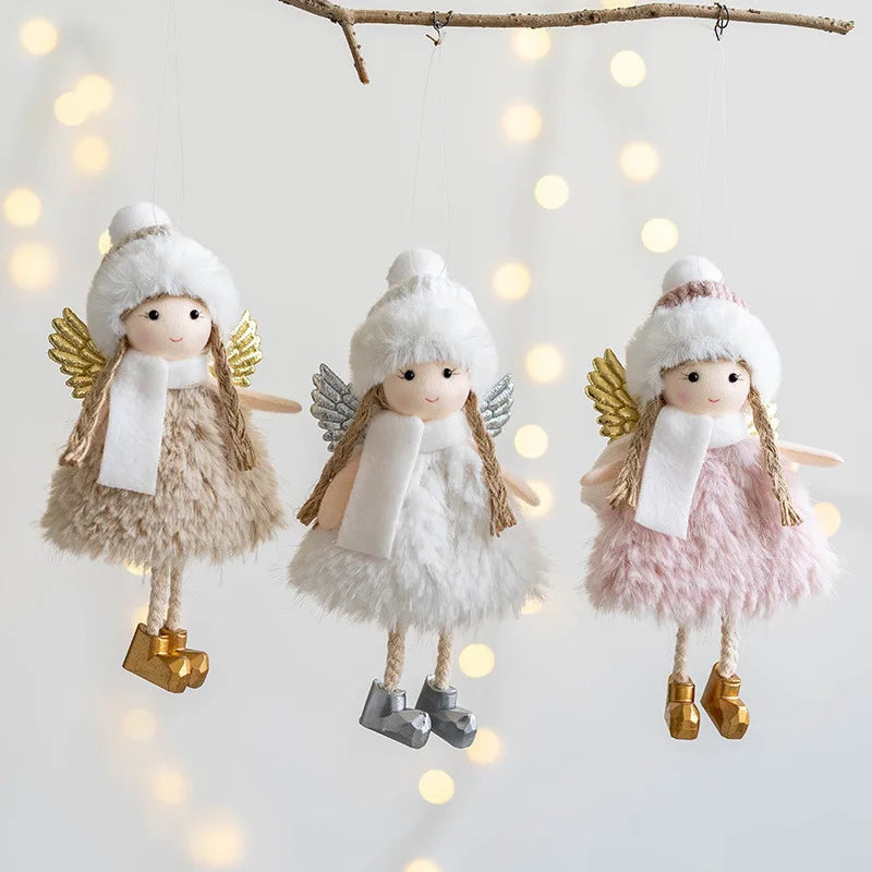 Lovely Girl Angel Santa Snowman Elk Dolls Pendant Xmas Tree Ornaments