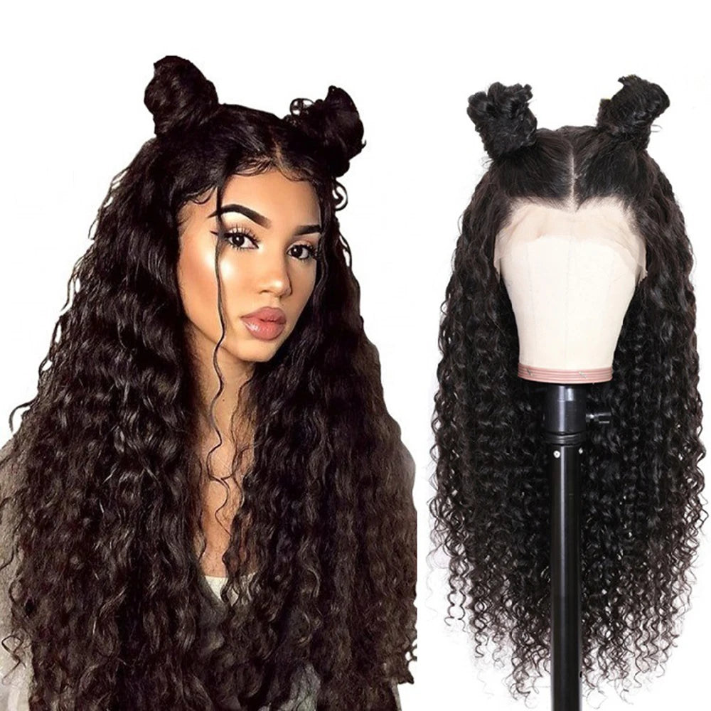 Women's long Ion Perm Wave Curly Hair Full head Wigs Synthetic black Hair Extension