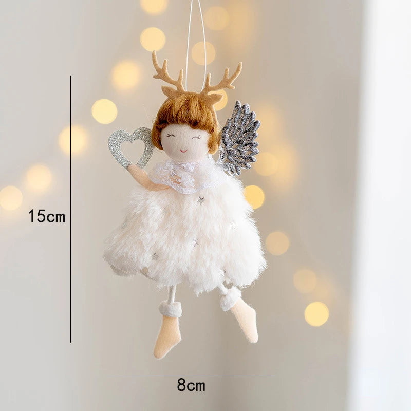 Lovely Girl Angel Santa Snowman Elk Dolls Pendant Xmas Tree Ornaments