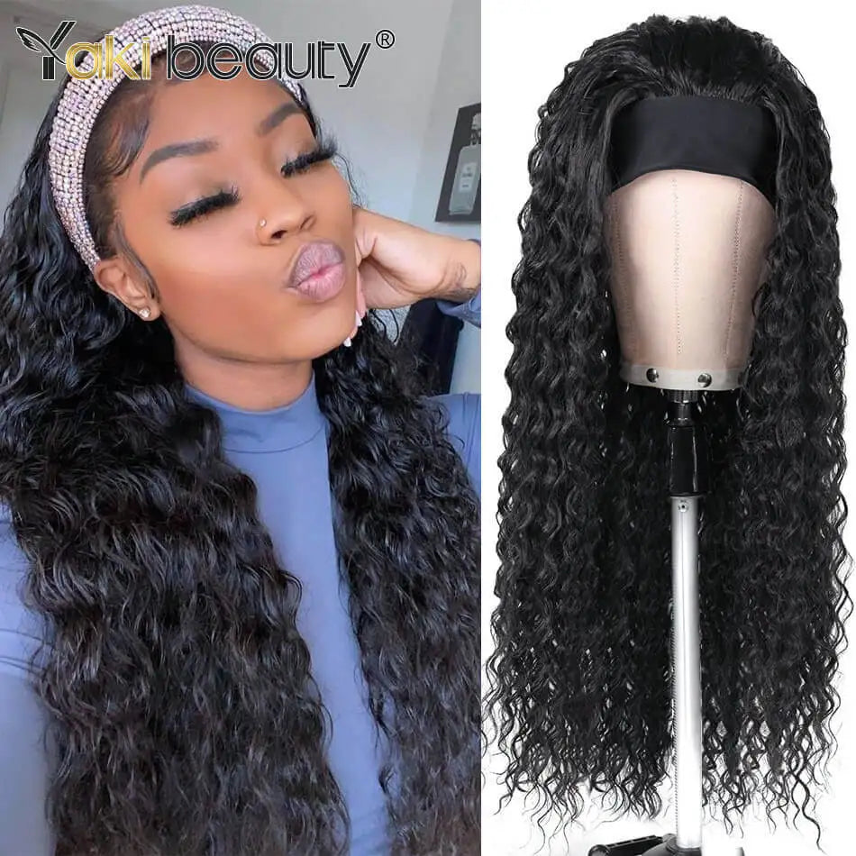 Long Kinky Curly Headband Wigs 28Inch Synthetic Ice Headband Wig