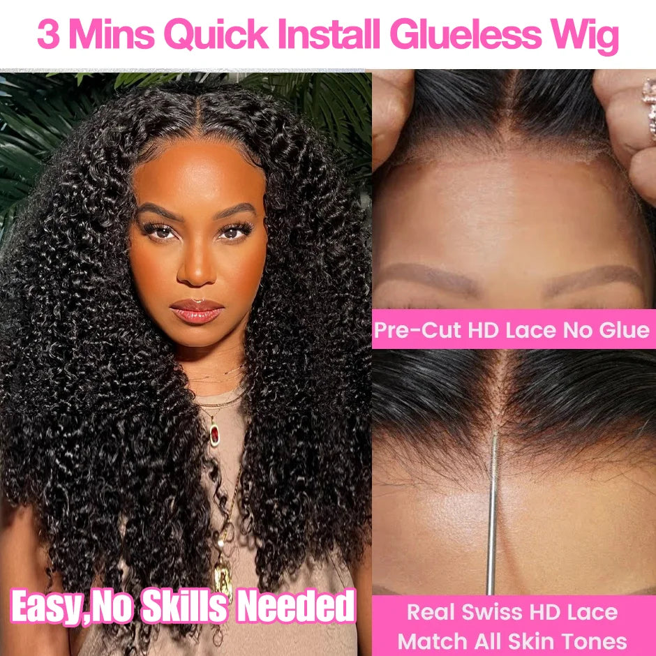 Kinky Curly Wigs 13x6 HD Lace Frontal Wig Glueless Human Hair