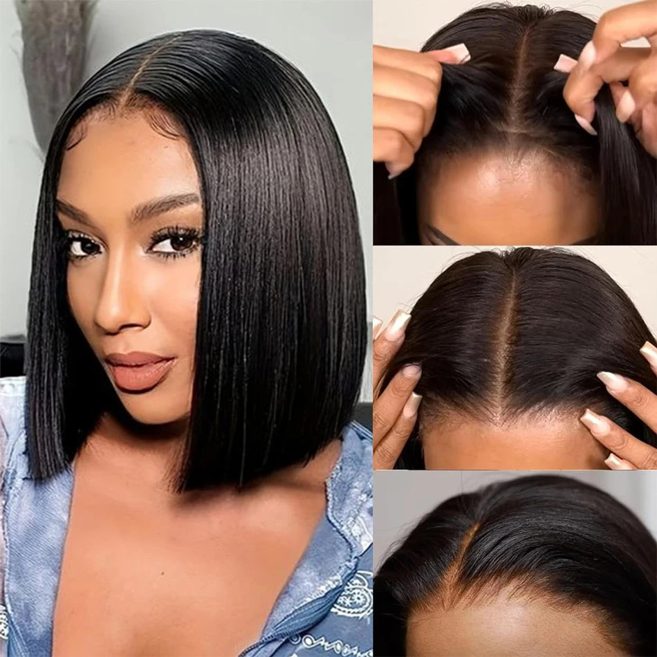 Pre Cut Lace Front Wigs Human Hair Upgraded No Glue Lace Front Wigs For Women