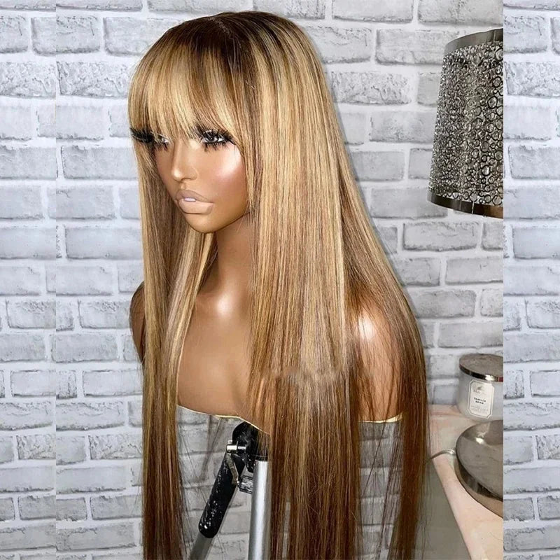 Highlight Ombre Colored Human Hair Wig