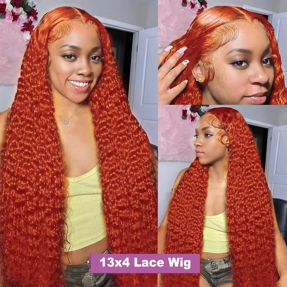 Lace Front Human Hair Wigs Colored 30 40 Inch Deep Wave 13x4 Frontal Wig For Women