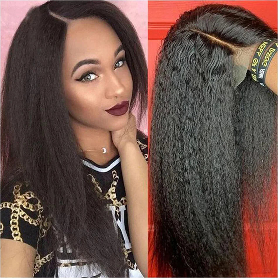 Kinky Straight 13x4 Lace Front Human Hair Wigs For Women