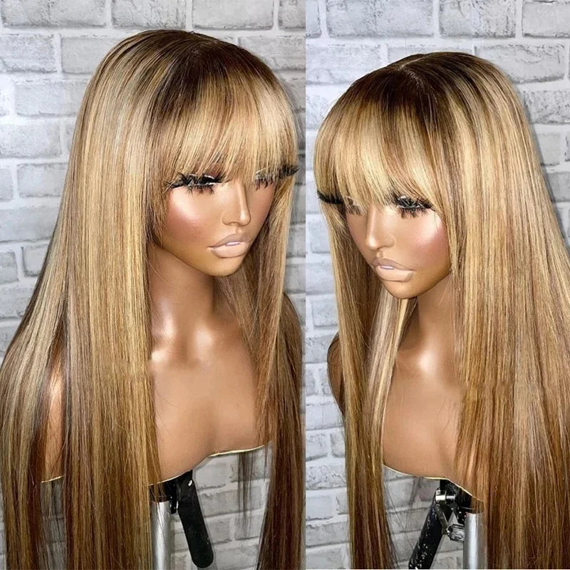 Highlight Ombre Colored Human Hair Wig