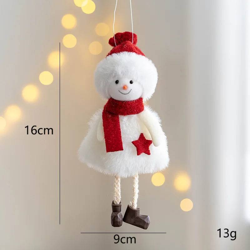 Lovely Girl Angel Santa Snowman Elk Dolls Pendant Xmas Tree Ornaments