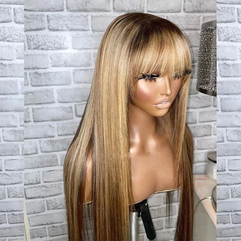 Highlight Ombre Colored Human Hair Wig