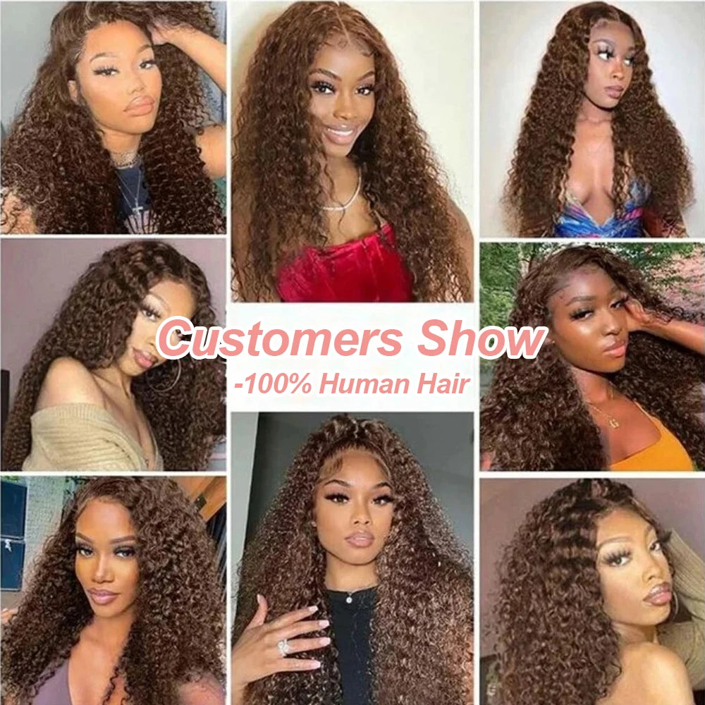 Chocolate Brown Kinky Curly Lace Front Wig Human Hair