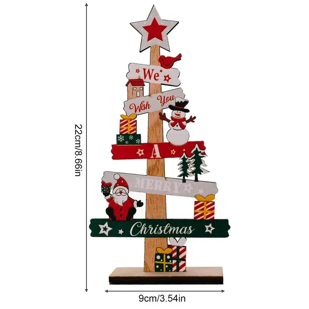 Desktop Christmas Tree Santa Claus DIY Decoration Wooden Christmas Signs Plaque Xmas Decoration